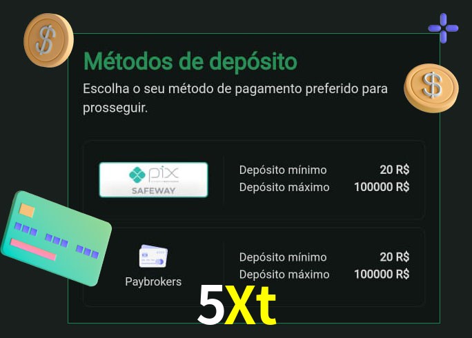 O cassino 5Xt oferece uma grande variedade de métodos de pagamento